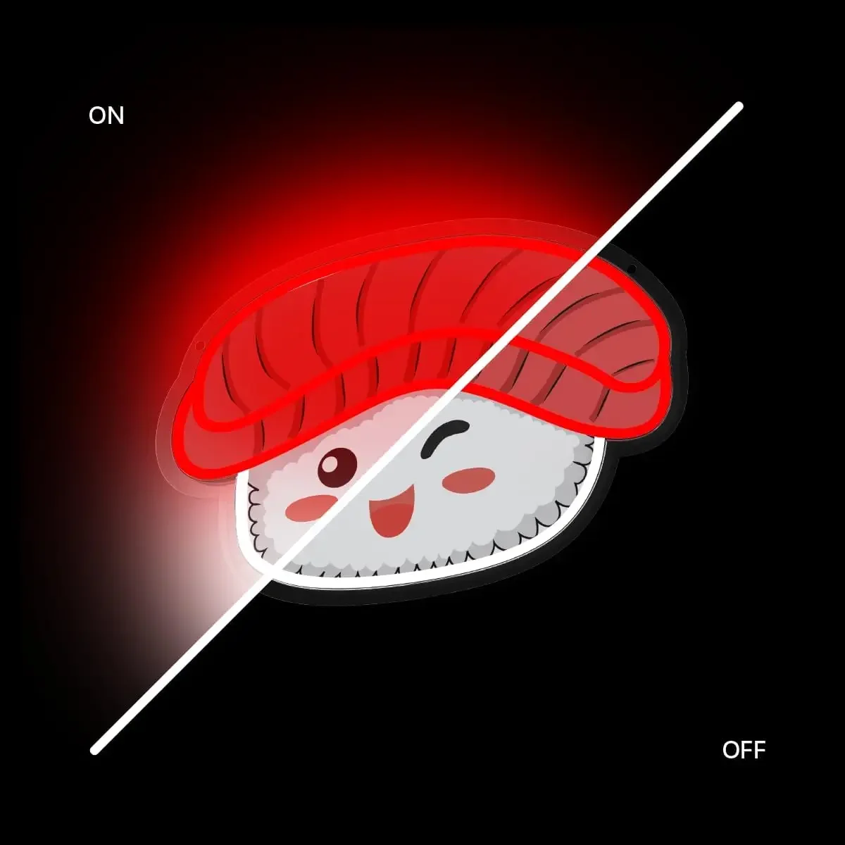Cute Wink Salmon Sushi Neon Sign UV Dimmable USB Wall Light for Japanese Restaurant Izakaya Food Stall Homestay Home Decor Lamp