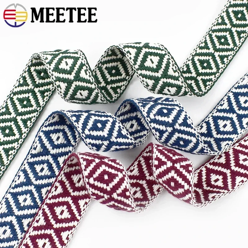 5/10Meters 25mm Jacquard Webbing Cotton Colorful Ribbon for Bags Shoulder Strap Belt Clothing Braid Tape DIY Sewing Accessories