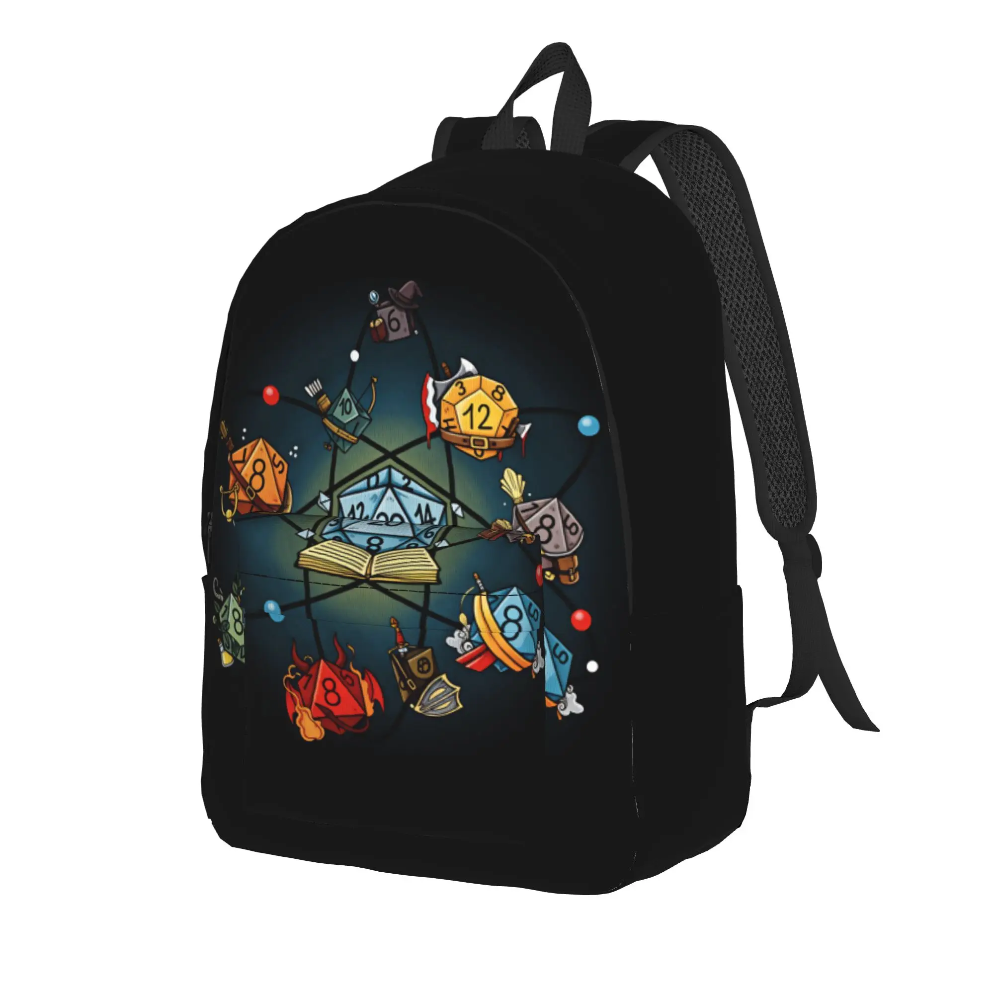 Medieval Dragon And D20 Dice Dnd Backpack  Travel Backpacks Women Aesthetic High School Bags Custom Soft Rucksack