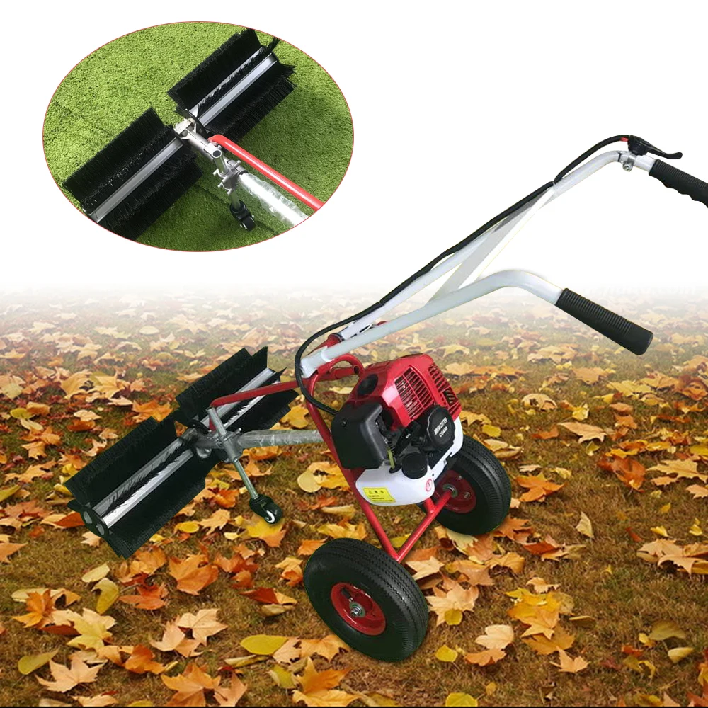 Artificial Turf Sweeping Brushes Rake For Grass 2-Stroke Gasoline Engine Gas Power Hand Held Sweeper Broom