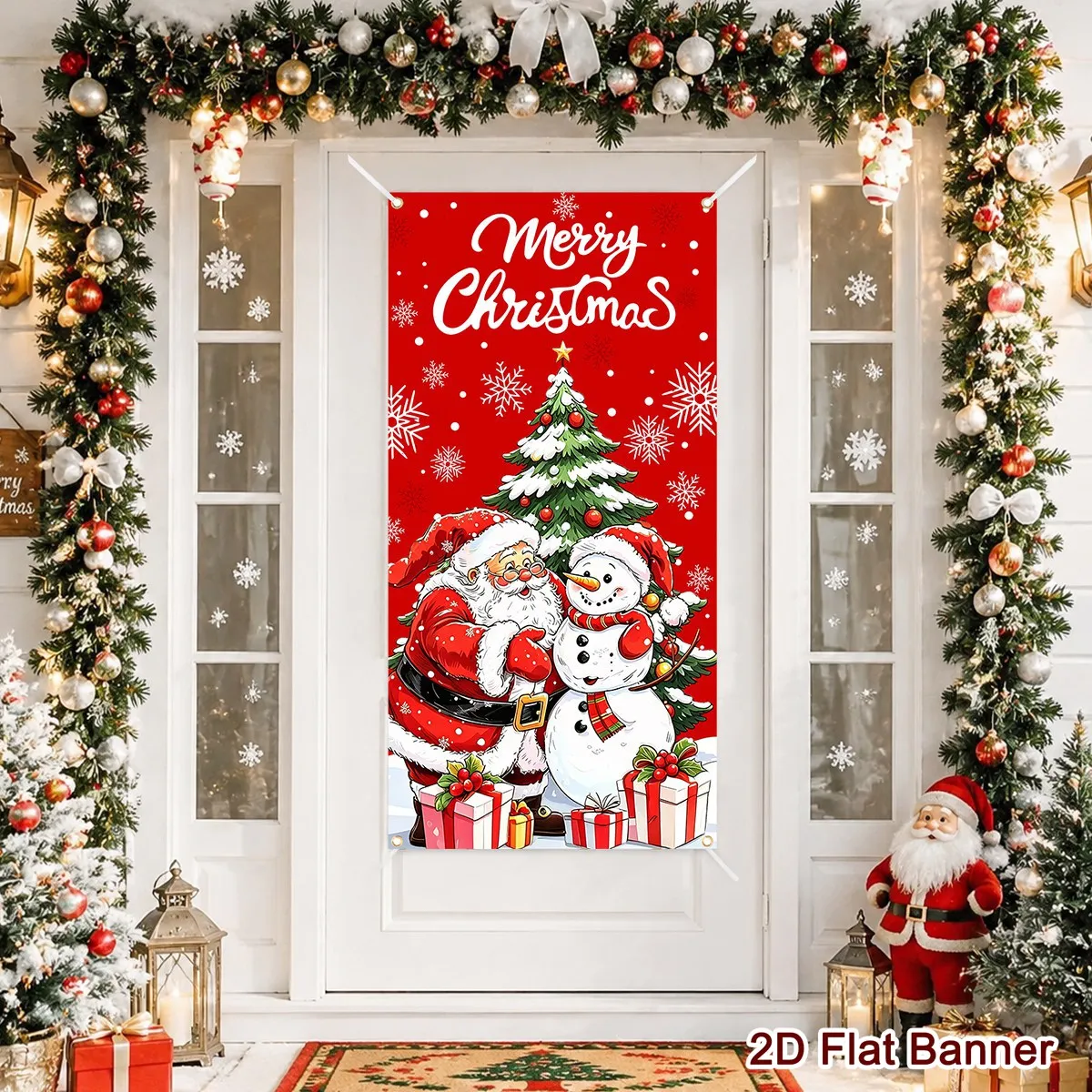 Weihnachtsthemen-Türbanner 60*120cm Weihnachtsbaum-Design Polyester-Türbezug Eingangsdekoration Feiertagsdeko Weihnachtsbedarf