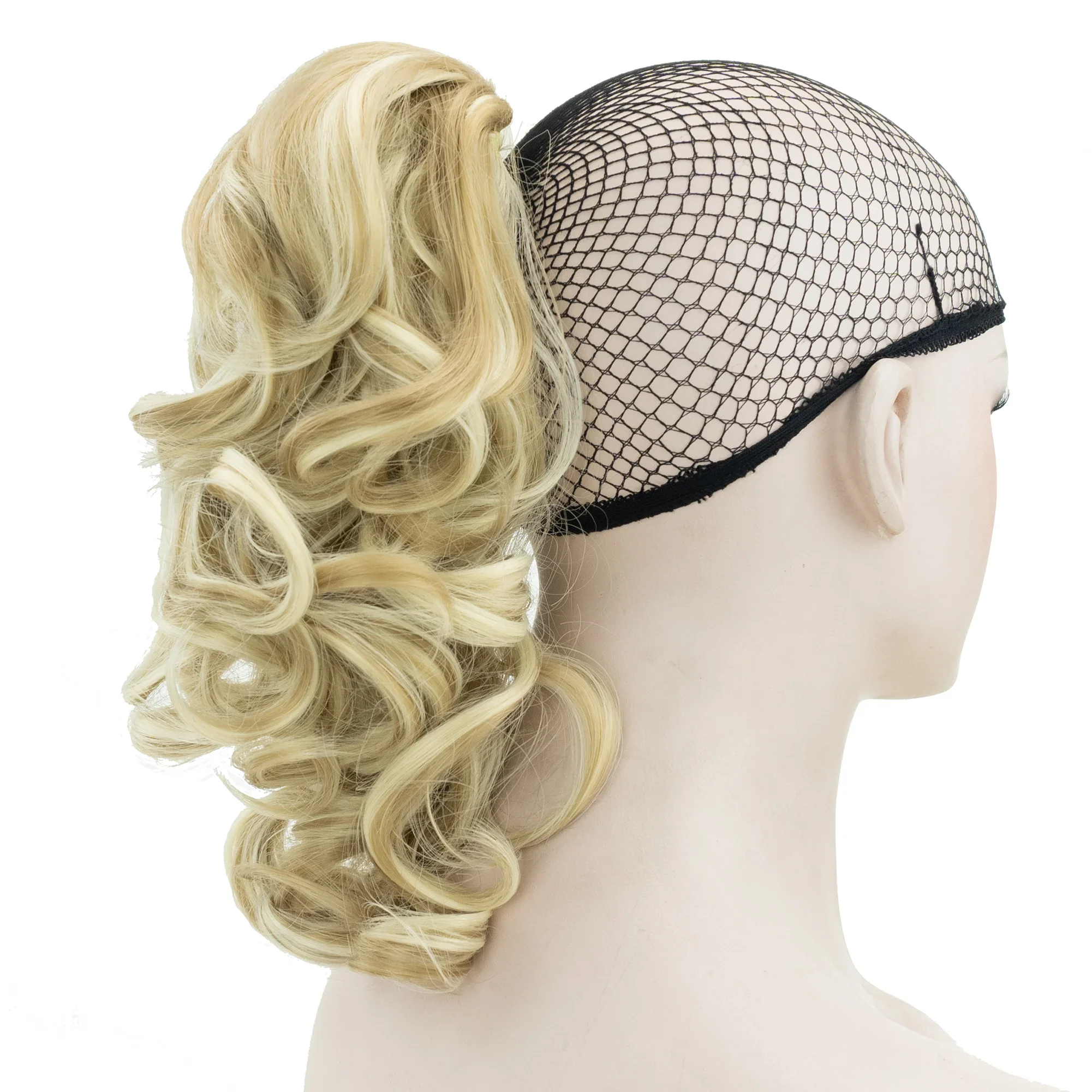 Soowee Messy Curly Black to Gray High Temperature Fiber Little Pony Tail Hairpiece Synthetic Hair Extensions Claw Ponytail