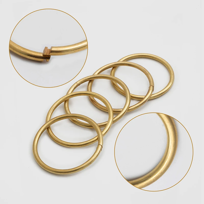 WUTA 2Pcs Solid Brass Key Holder Rings Hook Hardware Split Ring (Never Fade) Round Key Holder Leather Craft DIY Accessories