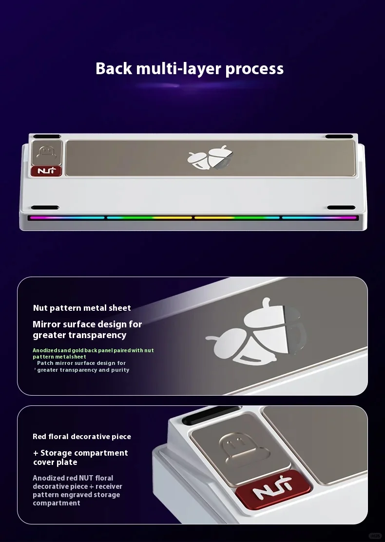 WEIKAV NUT65 기계식 키보드 키트 알루미늄 합금 3 모드 가스켓 게임용 키보드 RGB 빠른 분해 QMK/VIA PC 게이머