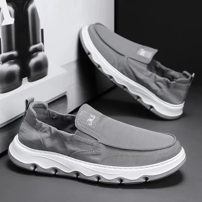 

Summer Fashion Ice Silk Canvas Men's One-Step Casual Board Shoes Sporty Lazy Driving Old Beijing Style