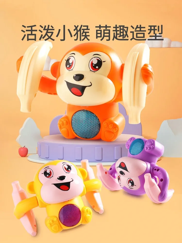 Rolling Monkey Electric Voice Controlled Luminescent Toy Little Monkey Baby Practicing Head Up Crawling