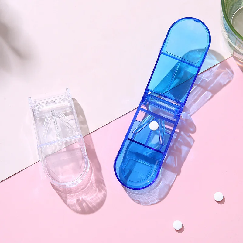 Medicine Box Pill Caplets Medicine Dose Tablet Cutter Splitter Divide Compartment Storage Box Portable Home Medicine Case Boxes