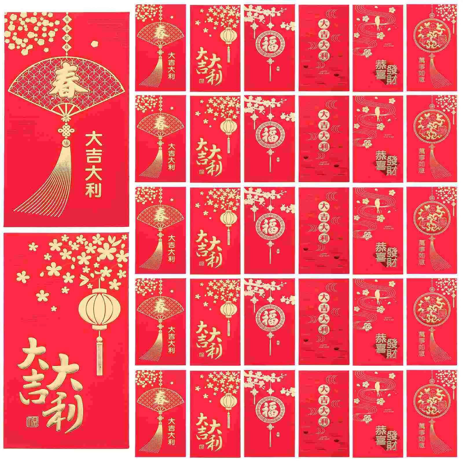 36 Pcs Mixed Style Red Envelopes Chinese Money Gift Iridescent Paper 2020 for New Year Celebrative