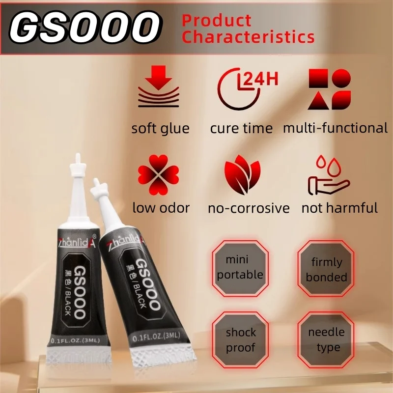 GSOOO-Cola Preta Adesiva Portátil Forte, 3ml, Reparação de Smartphone, Tela LCD, Laptop, Headphone, iPad, Relógio, Tablet, Nova Atualização