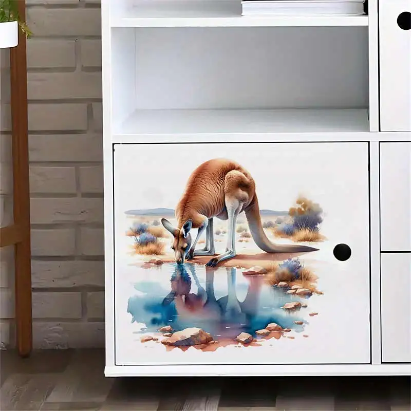 Kangaroo Watercolor Australian Wildlife Art  Wall Sticker Bathroom Toilet Decor Living Room Refrigerator Home Decoration S966