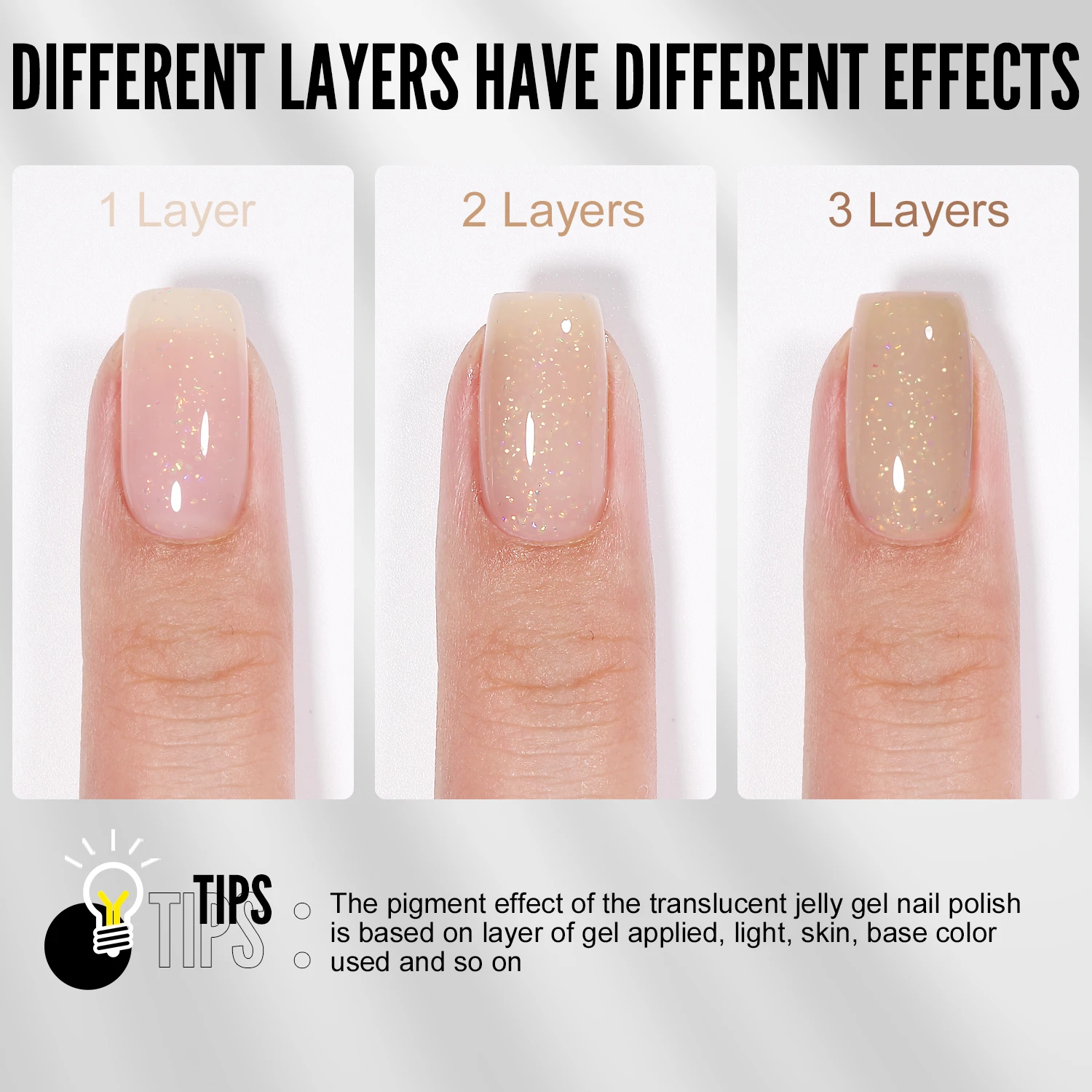 YOKEFELLOW Jelly Gel Nail Polish YZ14 10ML Shiny Sheer Natural Nude Jelly Gel Polish for Nail Art DIY Translucent UV Light Cure