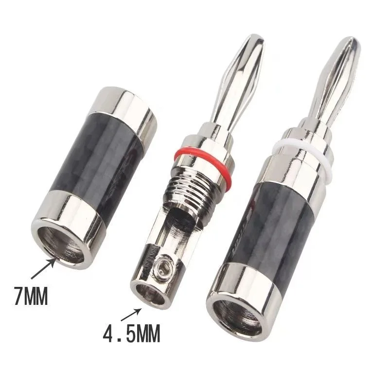 Free shipping QED Banana Plug No Welding Carbon Fiber Rhodium Plated Connector HIFI Audio Speaker Cable Connecto terminal