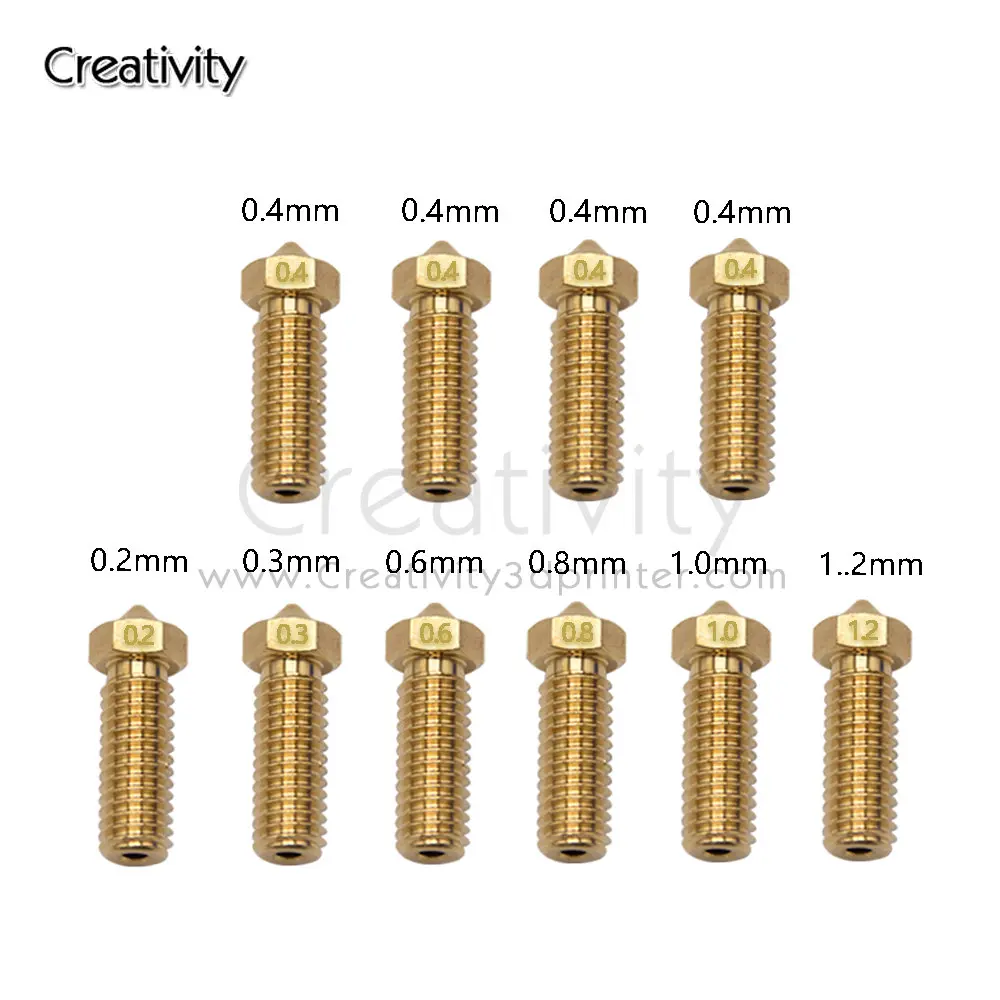 Sidewinder X1& X2 Genius Artillery Volcano Brass Nozzle 0.2-1.2mm M6 Thread Hotend Nozzle For AnycubicVyper 1.75mm Filament