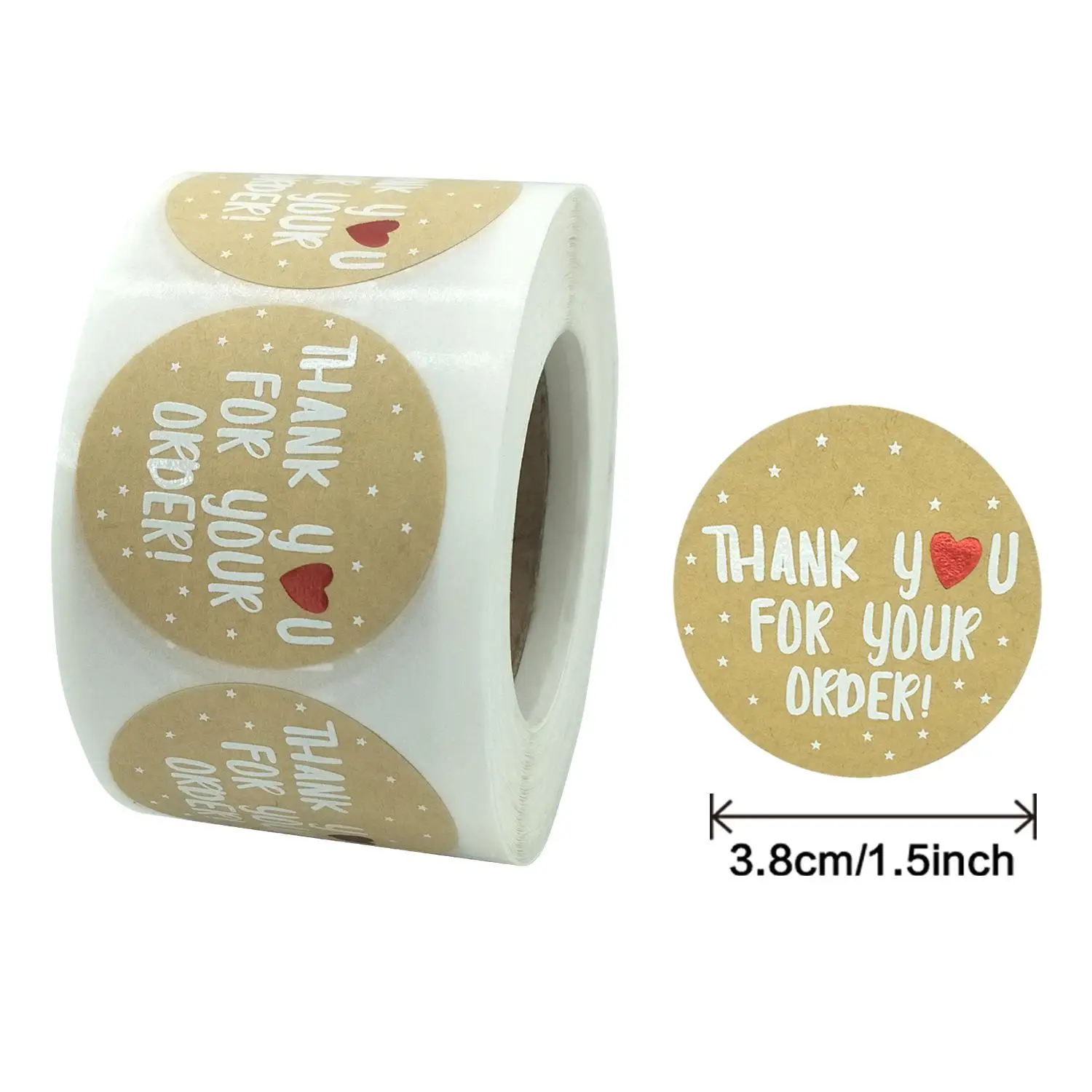 New Design 38mm/1.5inch 500pcs Thank You for Your Order Sticker With Heart for Shopping Small Shop Local Handmade Label Stickers