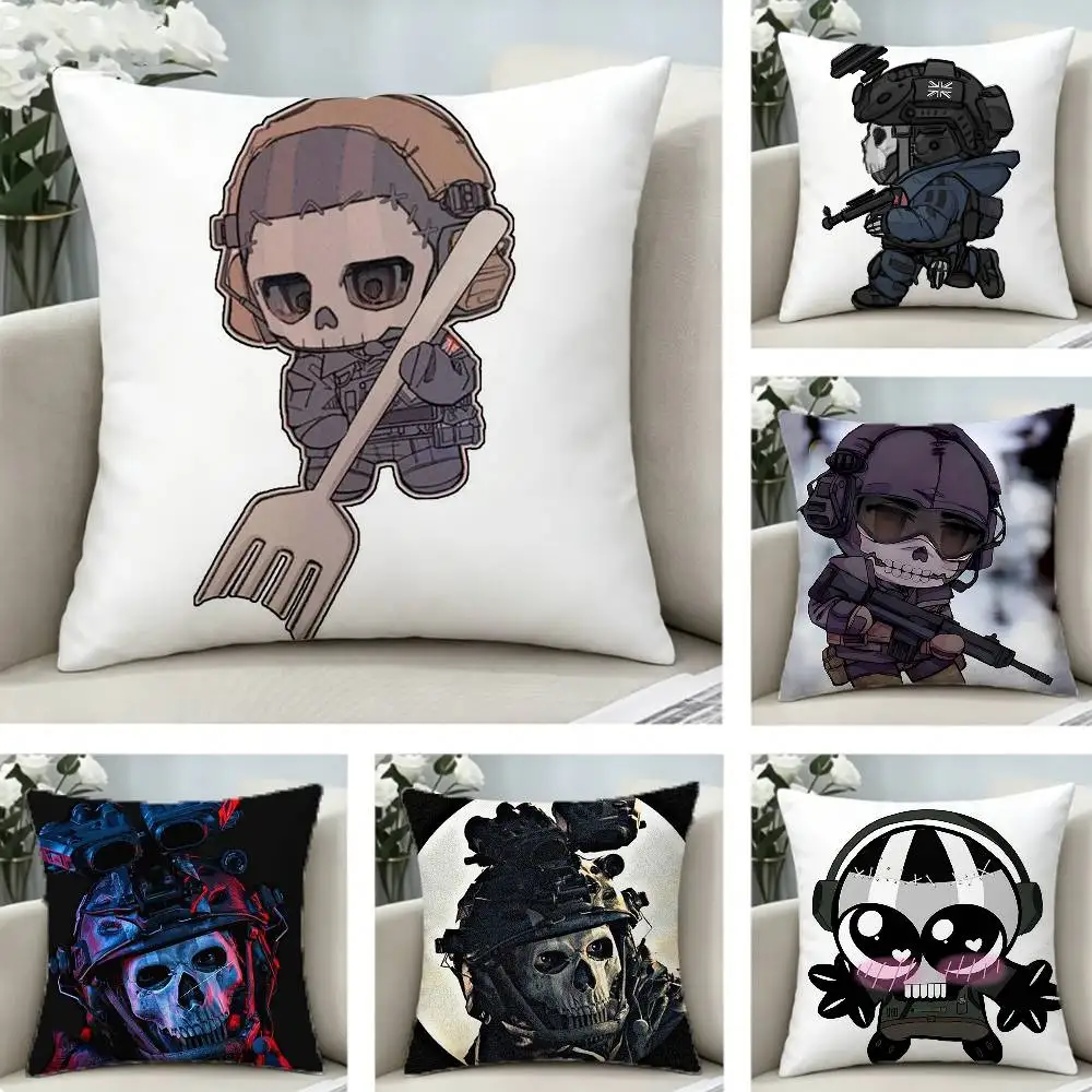 

C-Call of D-Duty G-Ghost Chibis Pillow Case Pattern Printed Pillowcase For Living Room Sofa Cushion Cover