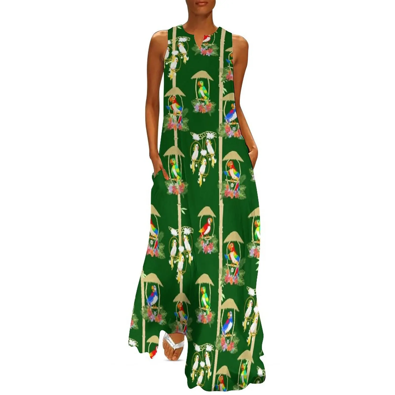 

Tiki Room Birds Long Dress evening dress women luxury dress