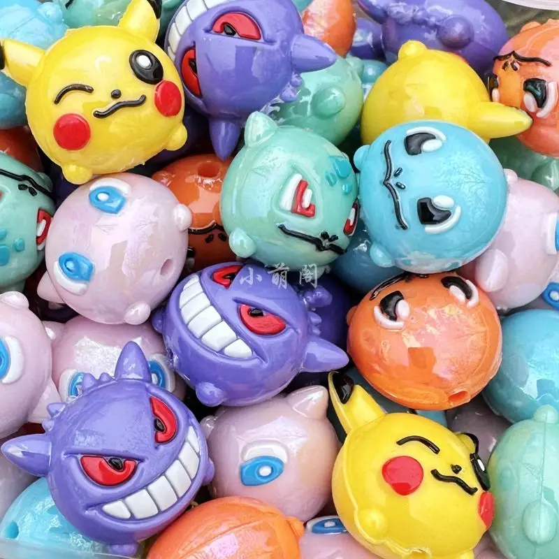 Accesorios de resina de peluche de Pokémon con orificio vertical para abalorios, accesorios DIY para cadenas de teléfono, llaveros y colección de imanes para nevera
