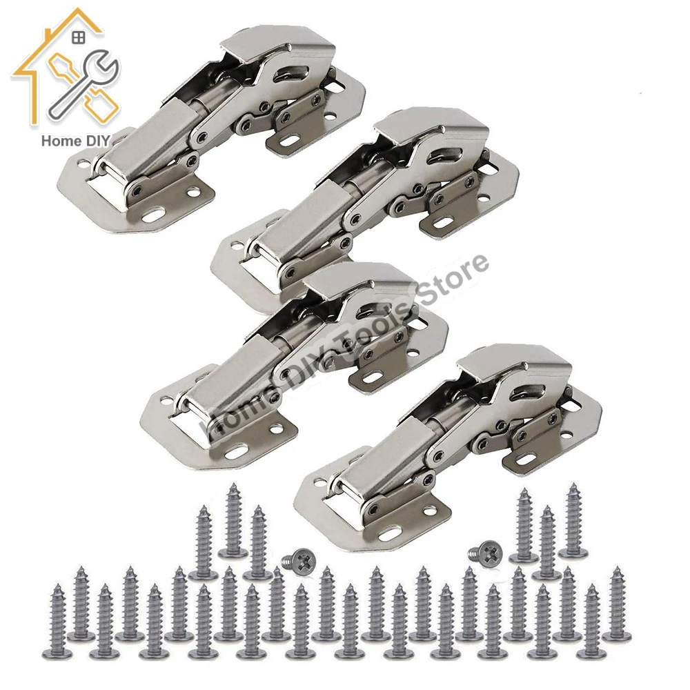 

Cabinet Hinge 90 Degree No-Drilling Hole Cupboard Door Hydraulic Hinges Soft Close With Screws Furniture Hardware