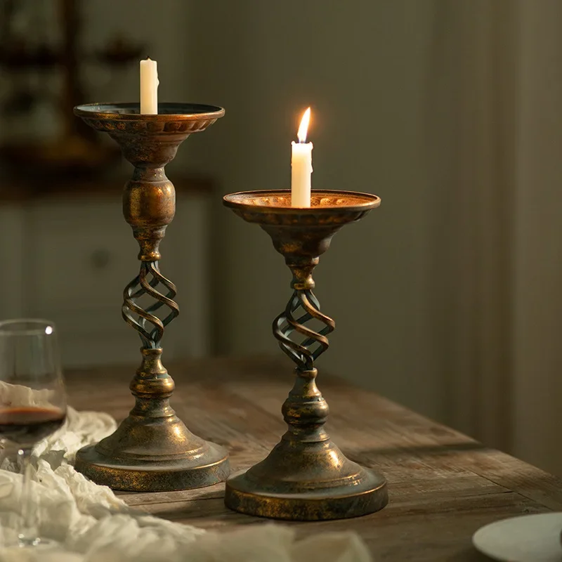 DSA classical court style wrought iron candle holder restaurant romantic decorative props candle light dinner ornament candle