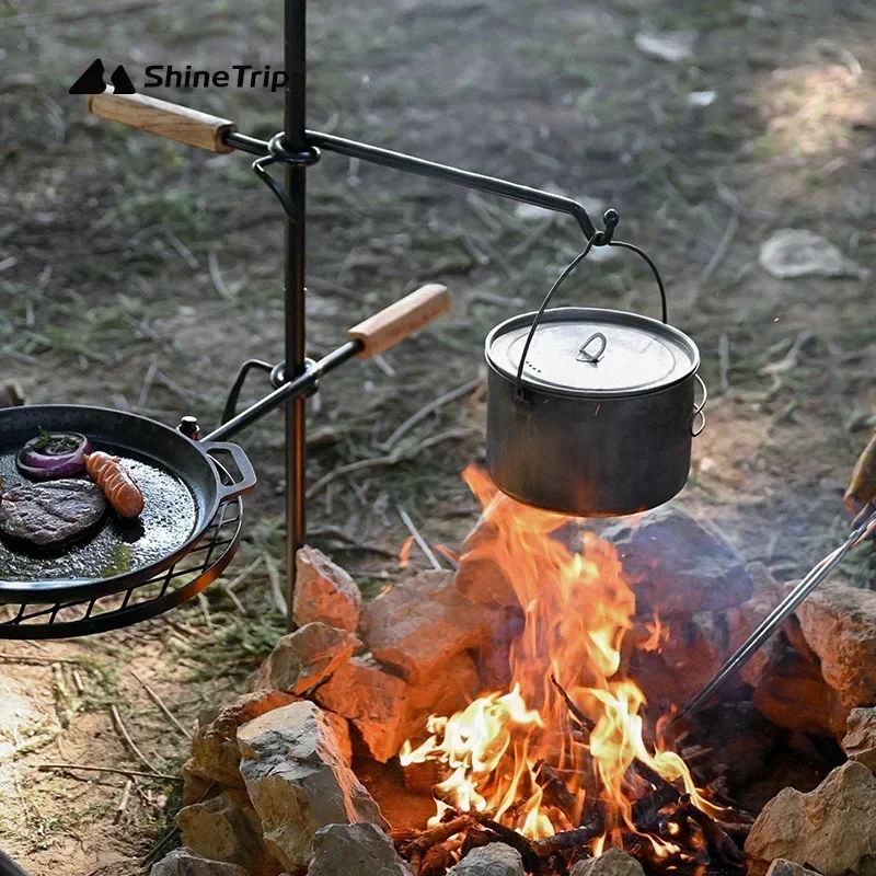 Shinetri Foldable Campfire Cooking Outdoor over Fire Camp Fire Pit BBQ Stand Pot Rack Outdoor Camping Tools