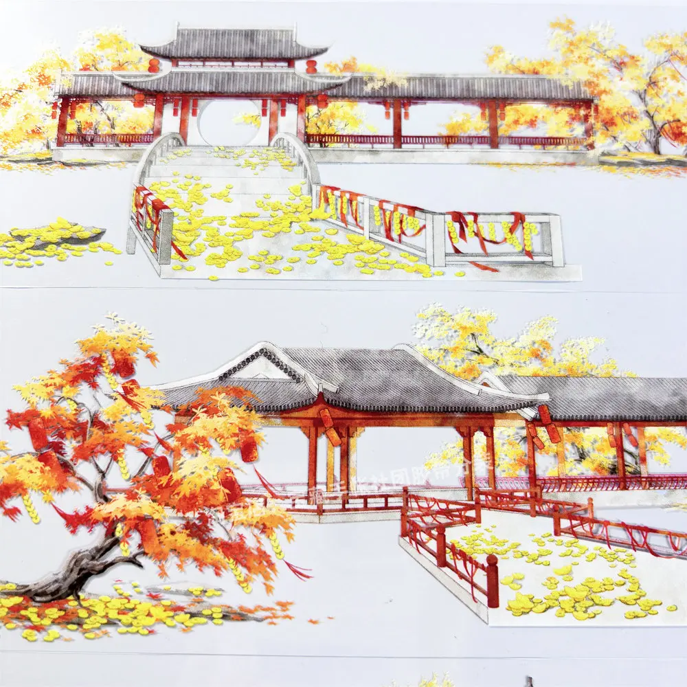 Journal washi pet tape x67 rich Huating zero fortune tree house ancient PET scrapbooking collage sticker card making