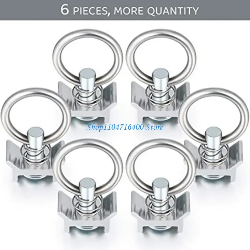 y1gd 1/6/10Pcs L-Track Single Tie Down Fitting with Stainless Steel Quick Release Round Ring and Spring