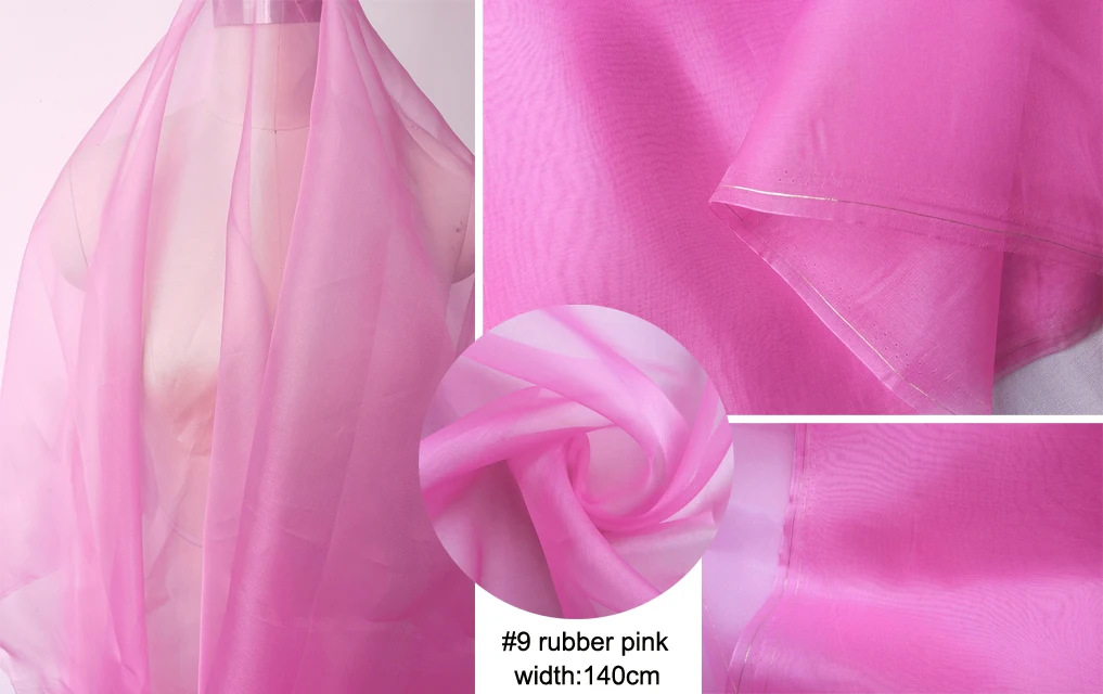 45'' / 55'' breit pro Meter steif geformte Hochzeitsgaze aus schlichter, natürlicher Organza-Stoff aus reiner Seide – Detail 30