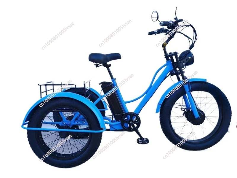 3-Wheel Electric Assist Tricycle - All-Terrain Snow   Land Bike with Basket   Gear System