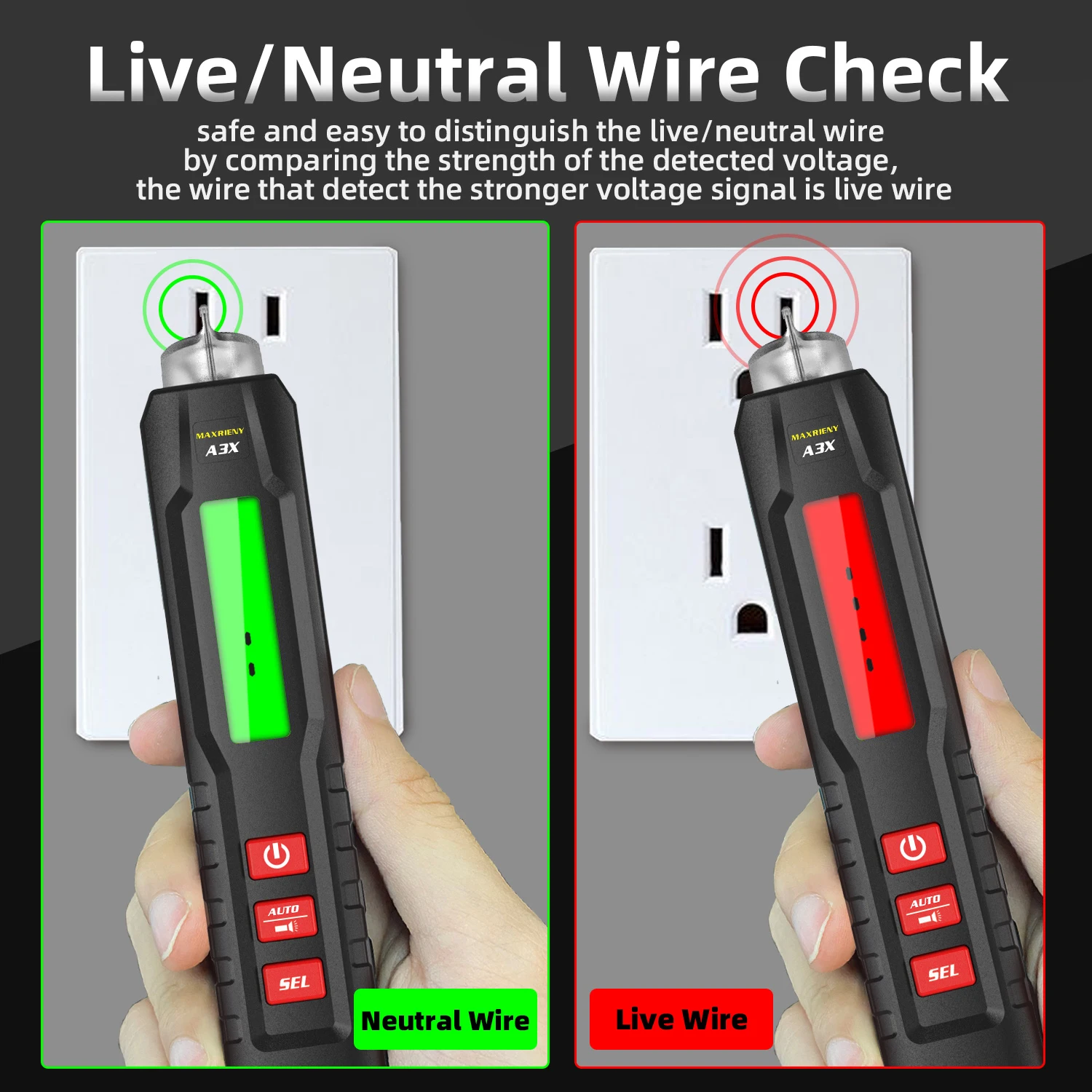 medidor de voltagem digital, sem contato Live Wire Test, Multímetro eletricista, Indicador Caneta Elétrica, DC, AC ,Breakpoint,detector de tensão