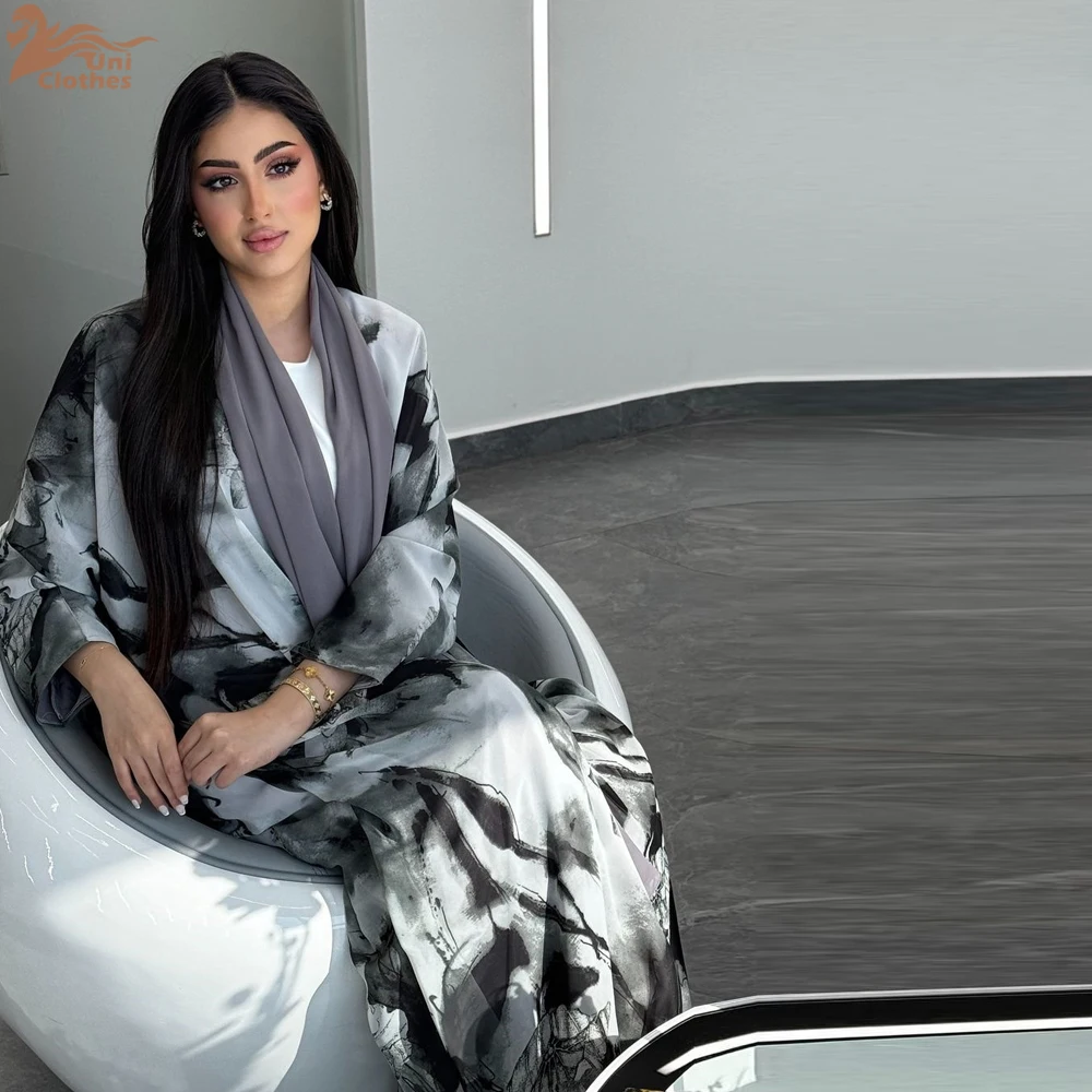 2024 Elegant Dubai Kimono Abaya Dress Luxury Saudi Arabia Muslim Women Cardigan Islamic Middle East Clothing Fashion Turkey Robe