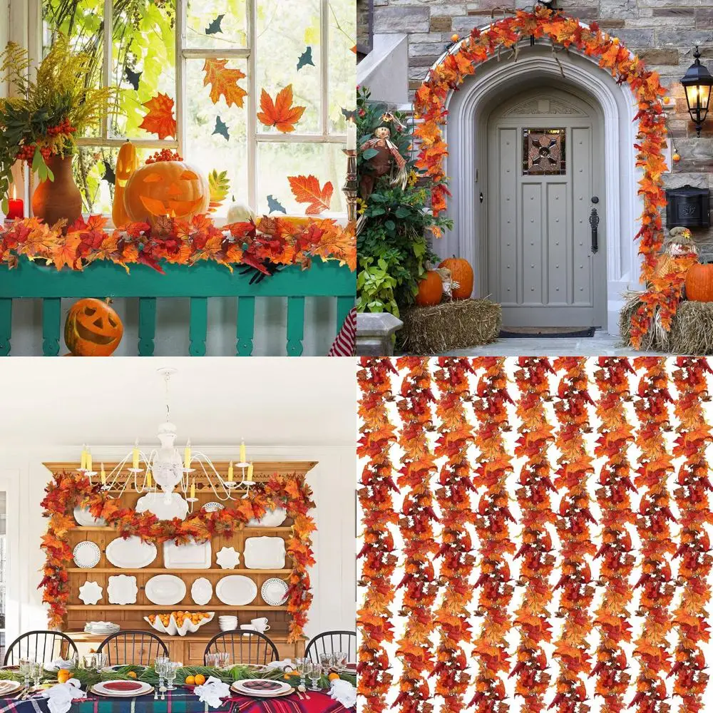 

Artificial Fall Garland: 212.4 Ft Maple Leaves for Autumn Decor, Thanksgiving, Home, Wedding, Fireplace, Party