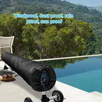 Cubierta de carrete Solar para piscina, cubierta protectora de carrete Solar para piscina, tela Oxford, manta protectora para piscina al aire libre para piscinas, color negro