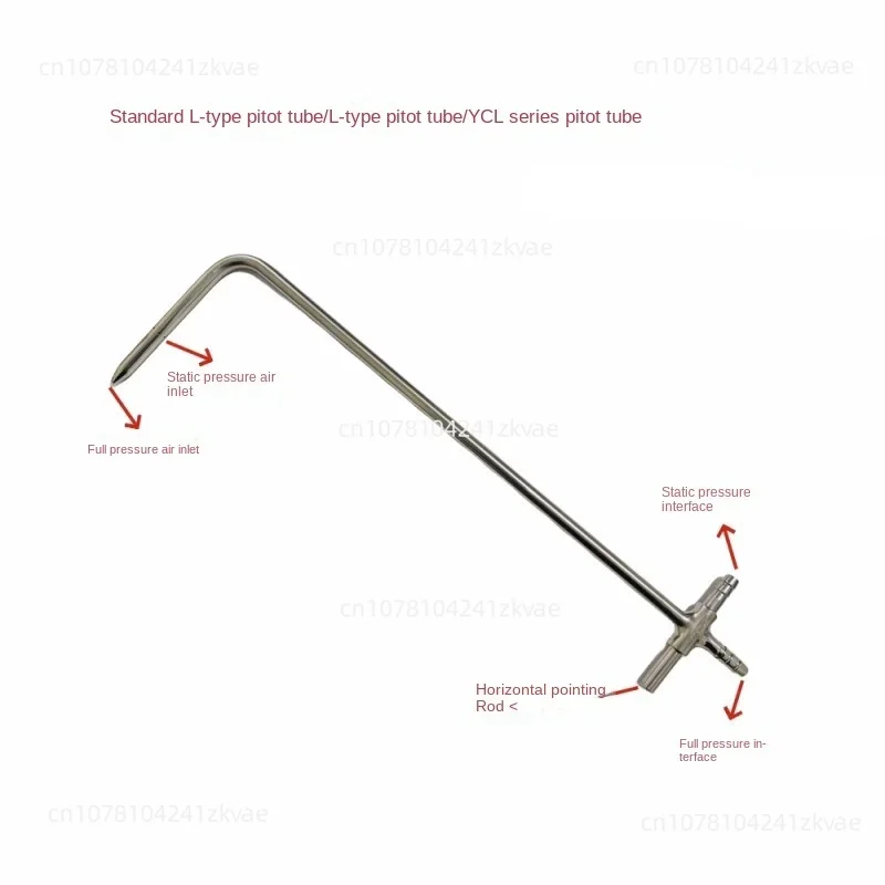 Pressure Gauge To Measure Flow Rate L-shaped Pitot Tube Length 350mm 500mm 1000mm Connected To Digital