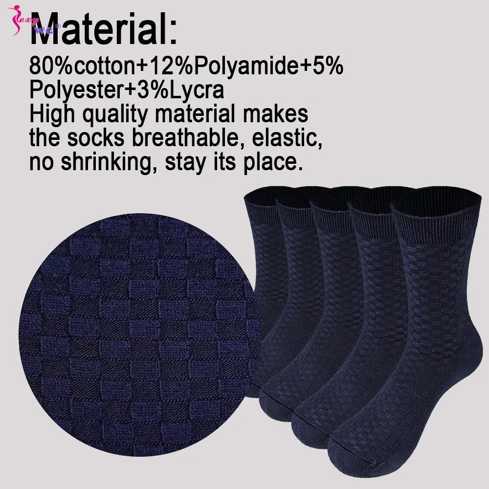 SEXYWG 5 Pairs/Set Men's Cotton Socks New Style Winter for Male Socks Black Business Cotton Athletic Crew Socks Soft Breathable