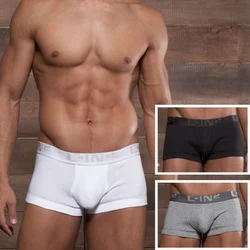 CIN2 Men's boxers Ribbed Cotton classic Solid color Panties Low waist large Pouch Pouch U convex jockstrap sexy fashion briefs