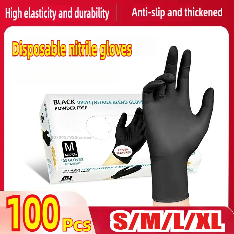 Einweg-Gummihandschuhe, Latex-Handschuhe, schwarz, zum Waschen, latexfreie PVC-Handschuhe, Hausarbeit, Auto, Industrie, Gartenarbeit, Haustierpflege, Kochwerkzeug