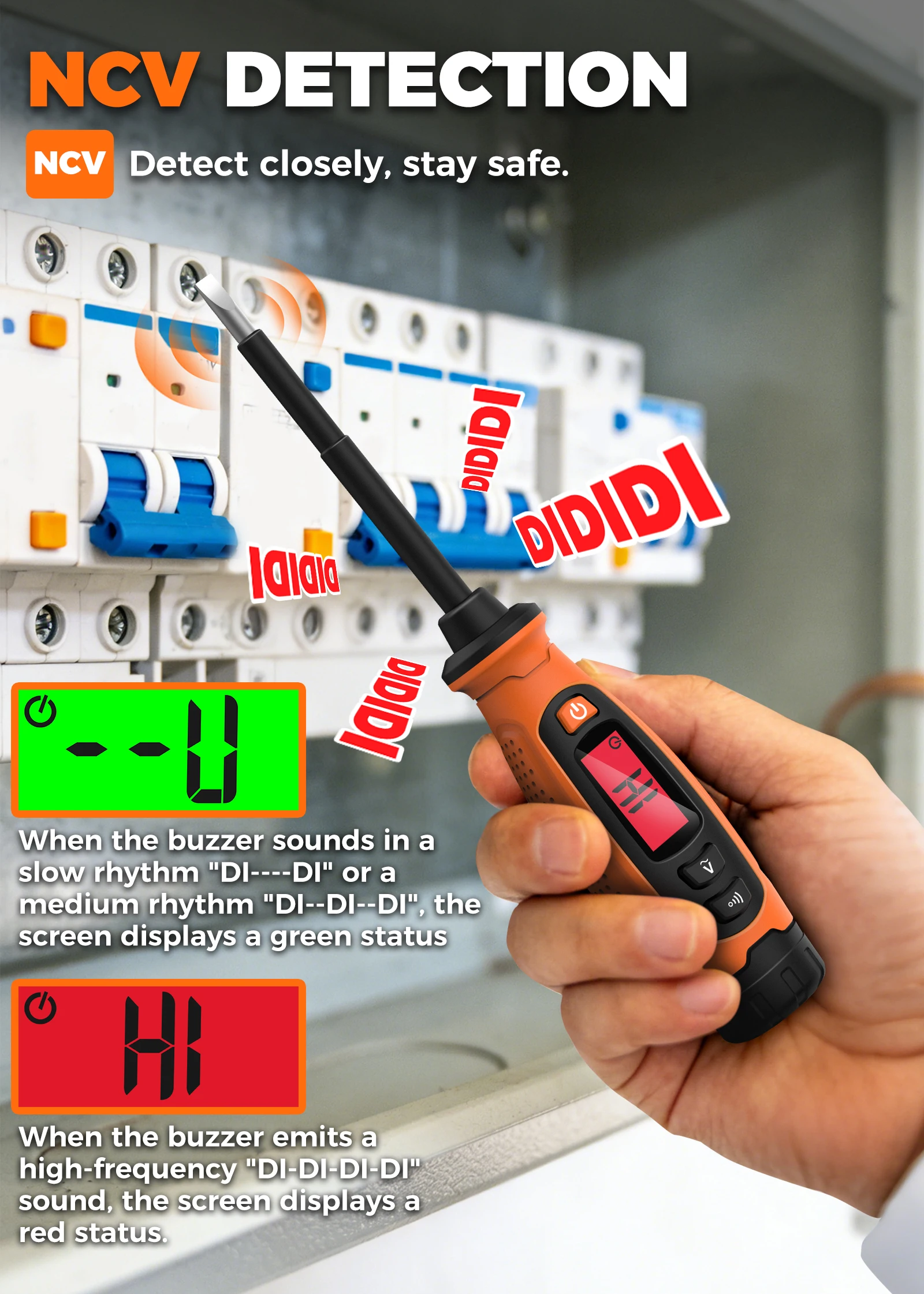 VT01 Spannungsprüfer-Stift 3V-500V Berührungsloser Schraubendreher mit LCD-Display Voltmeter-Detektor Elektrischer Stift Spannungsanzeiger – Detail 2