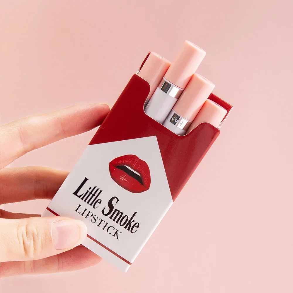 Creative Cigarette Lipstick Set 4 Colors Matte Long Lasting Waterproof Matt  Lip Stick Tube Nude Red Lips Makeup