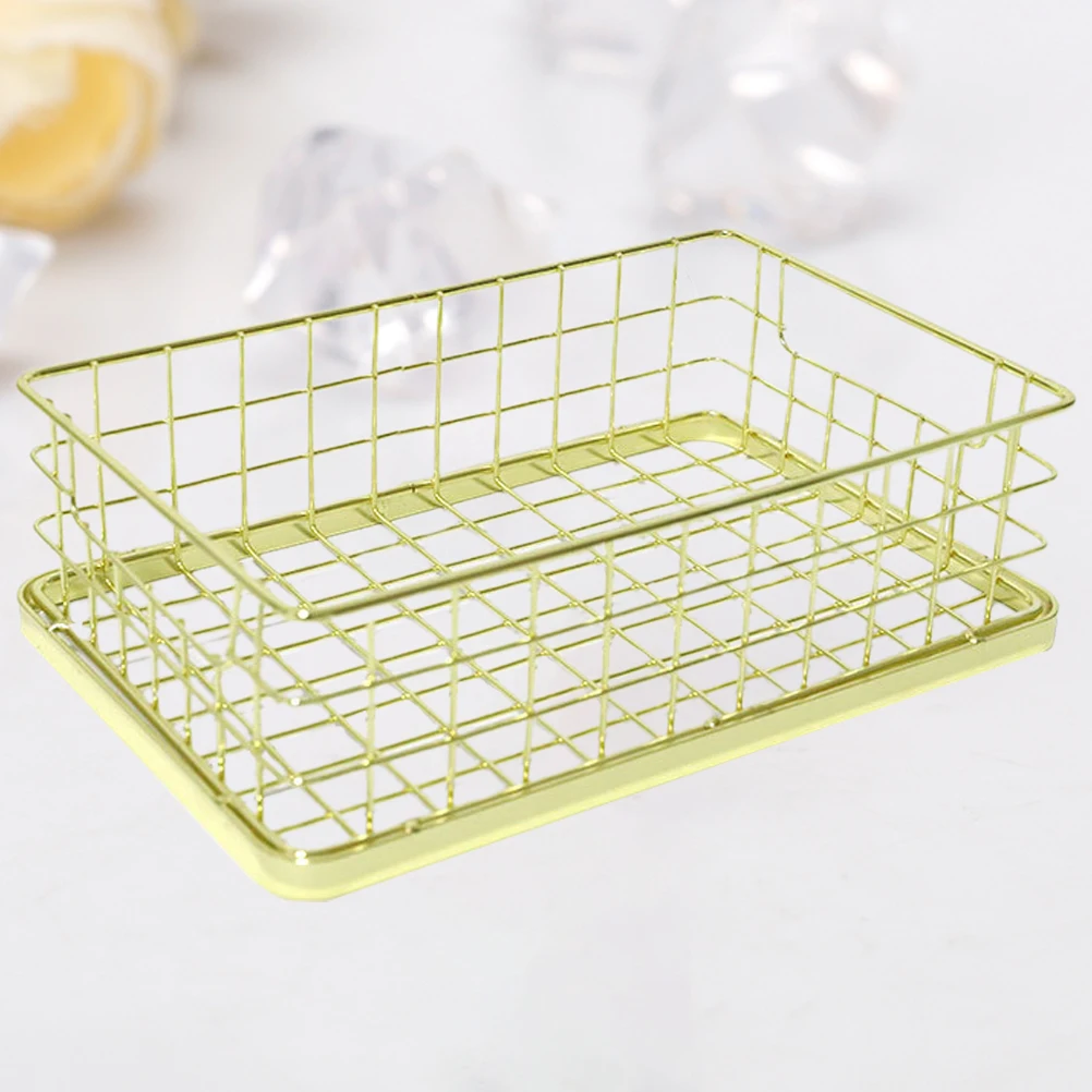 

Golden Storage Baskets High Quality Iron Material Multi Purpose Household Sundries Container Bathroom Kitchen Bedroom