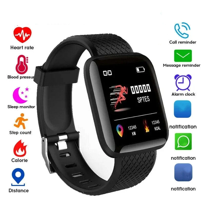 D13 Smart Watch Men Women 116 Plus Sports Mode Running Track Fitness Smart Band Message Reminder Smart Bracelet For Android IOS