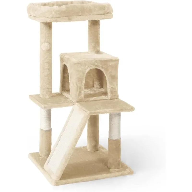 

CAPHAUS Cat Tower for Indoor Cats, Modern Cute 37-Inch Small Cat Tree with Widened Perch for Large Cats Kittens, Multi-Level Cat