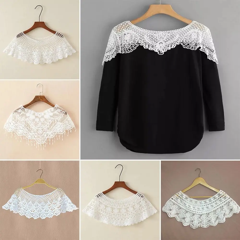 Women Scarf Pure Color Lace Shawl Lace Blouse Shoulders Scarf Hollow Out Shawl Spring Autumn