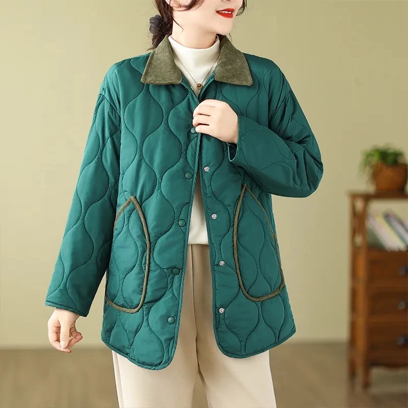 Autumn And Winter New Women's Retro Padded Coat Long Clothes Keep Warm Cotton-Padded Jacket Jacket Comfortable Casual Joker Coat