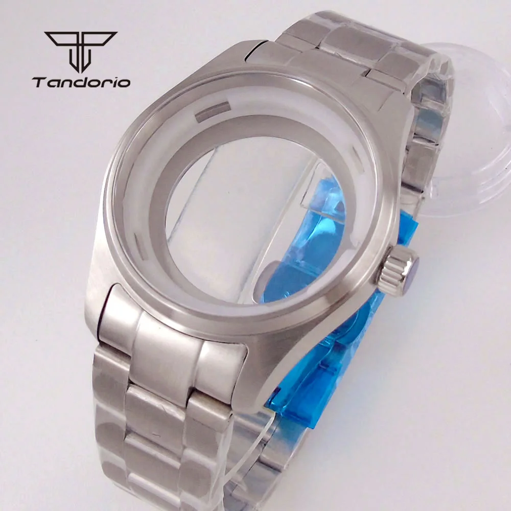 

39mm/36mm Pilot Stainless Steel Watch Case Transparent Back Bracelet Sapphire Big/Small Crown Fit NH34 NH35 NH36 ETA2824 PT5000