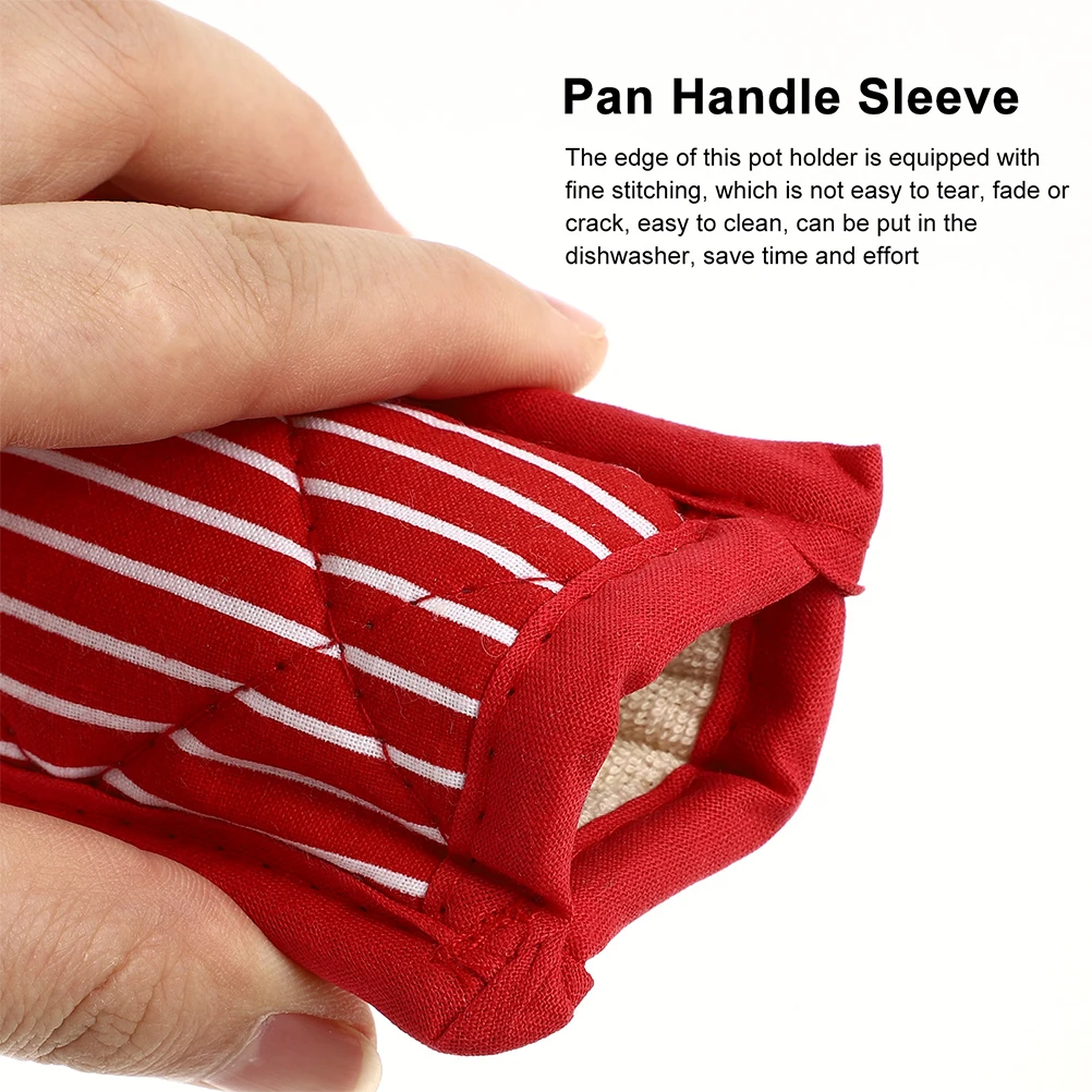 

8pcs Heat Resistant Pan Handle Covers Non-Slip Cotton Sleeve Holders For Hot Pans Cast Iron Skillets Kitchen Utensils