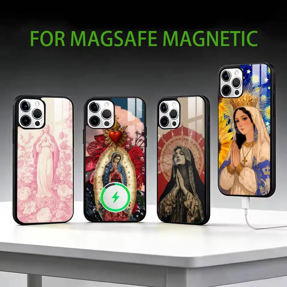 

V-Virgen Mary Virgin Bible Phone Case For iPhone17,16,15,14,13,12,11 Plus,Pro Max Magnetic For Magsafe Wireless Charging