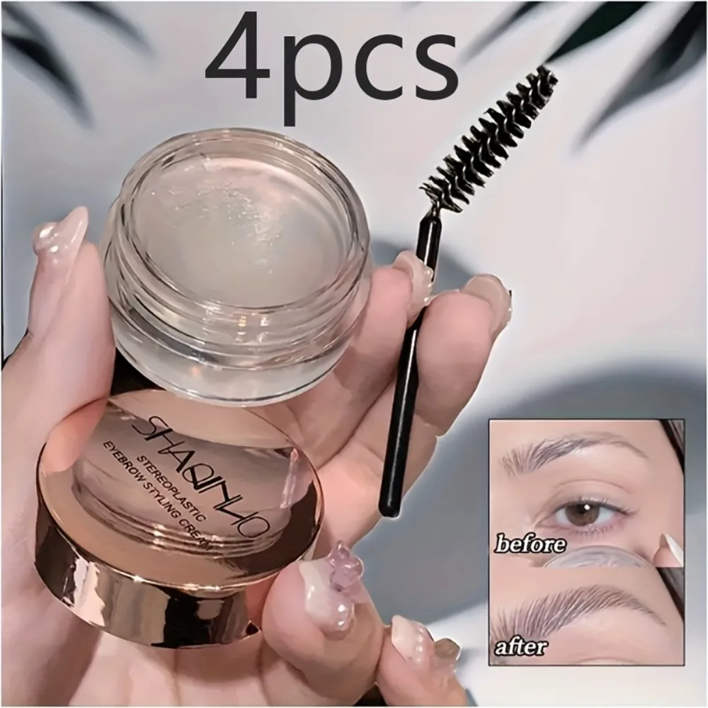 4 unids/set Gel textura crema para dar forma a las cejas impermeable con cepillo Gel para cejas claro refrescante suave pelusa 3D cera para dar forma a las cejas