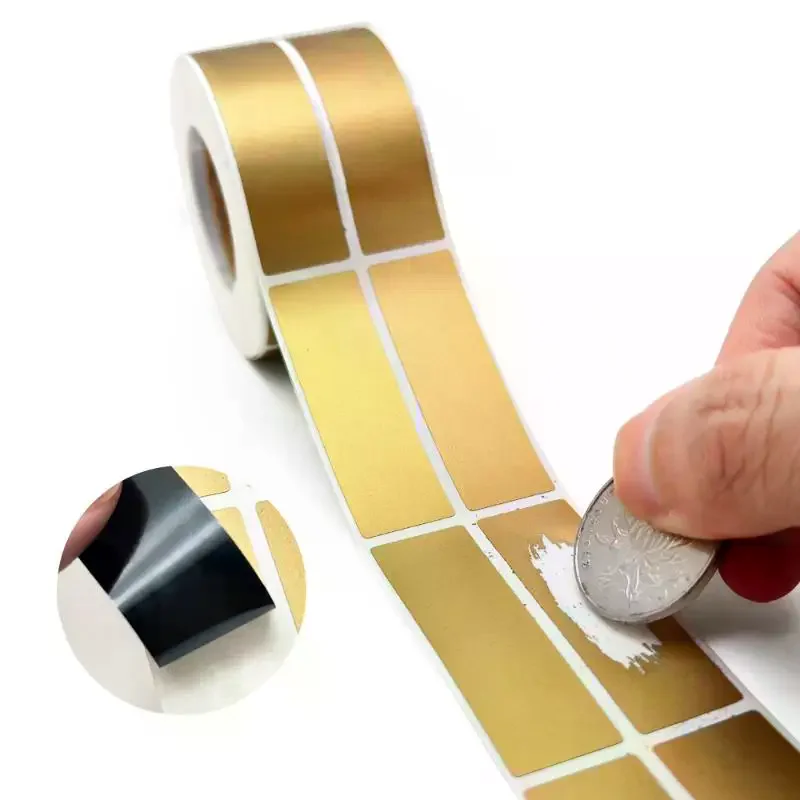 Autocollants pelliculés pour cartes de récompense, gris, argent, or, étiquettes adhésives, bons de réduction DIY, film pour cartes à rayures