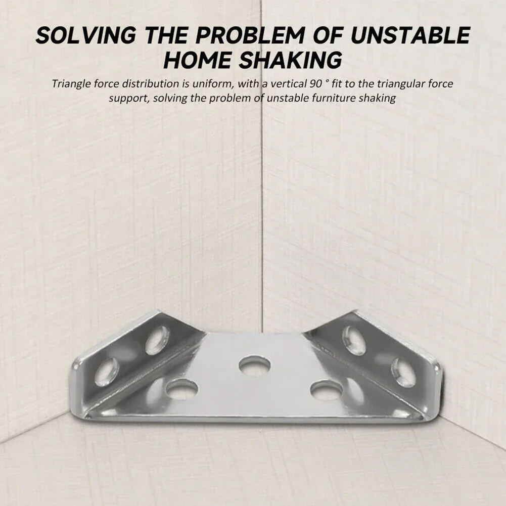 10pcs Universal Furniture Angle Corner Connector Stainless Steel Support Bracket Thickened Corner Code Right Angle Fixator