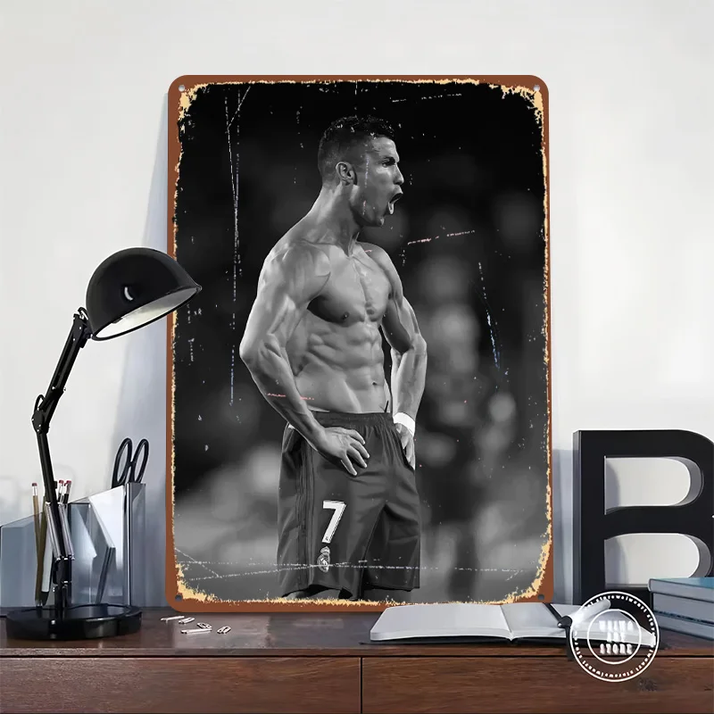 Messi Soccer Ronaldo Poster Customized Vintage Metal Signs Wall Art Retro Tin Plaque for Mancave Office Decoration Room Man Cave